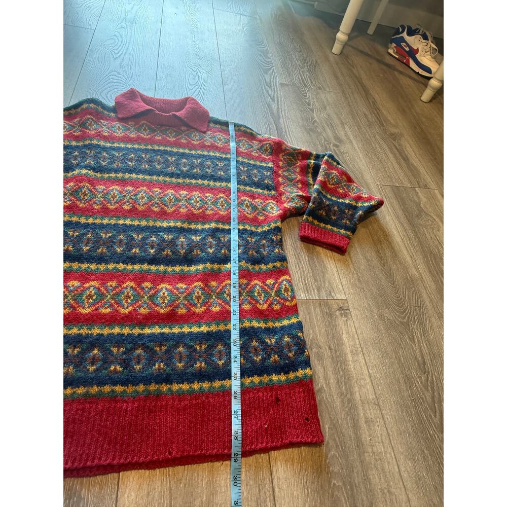 Vintage 80s Laura Ashley 100% Wool Nordic Fair Isle Sweater Made Great Britain - Picture 6 of 12